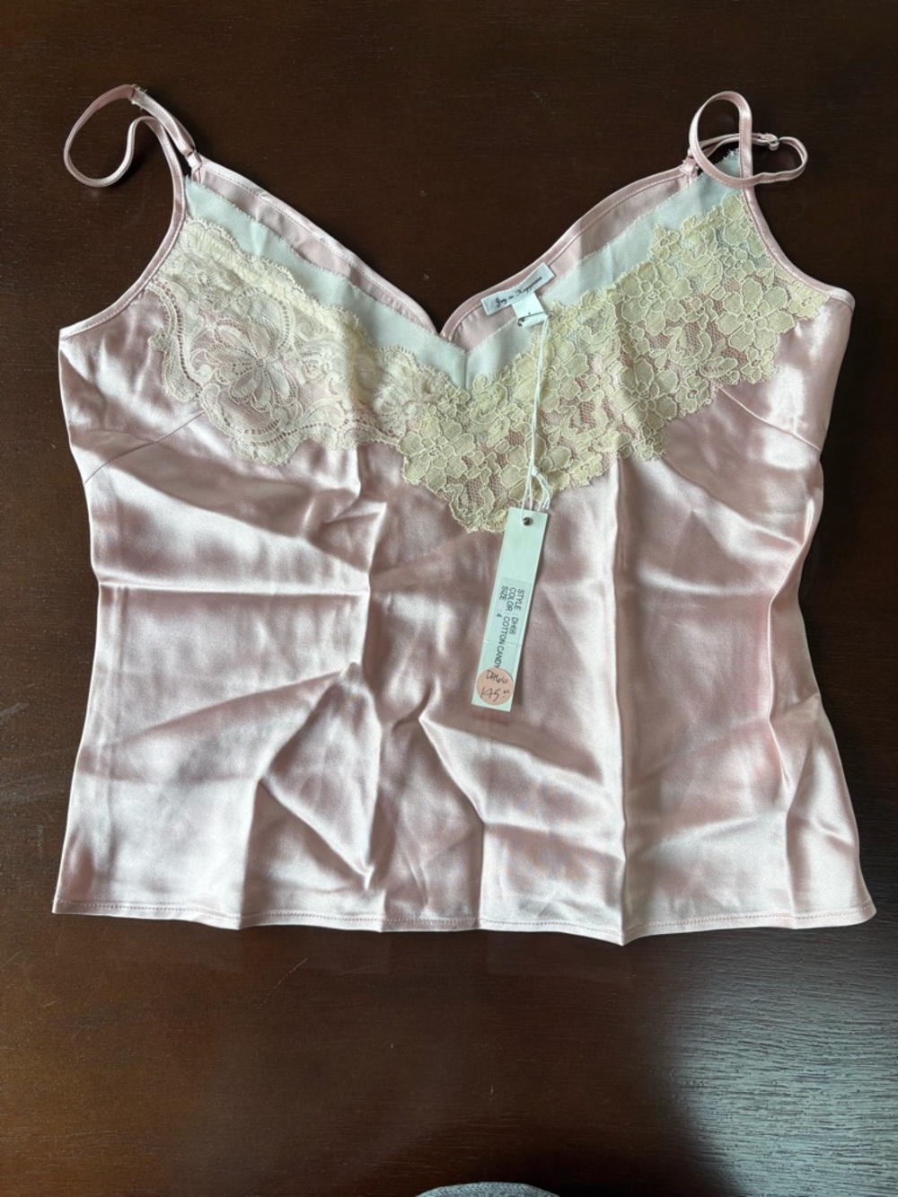 Joy vs. Happiness Pink Lace Trim Slip Top